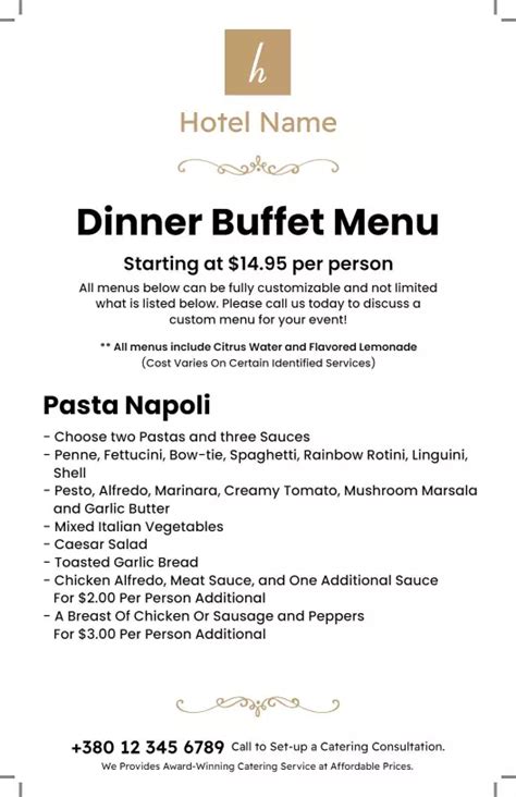 buffet menu templates free.